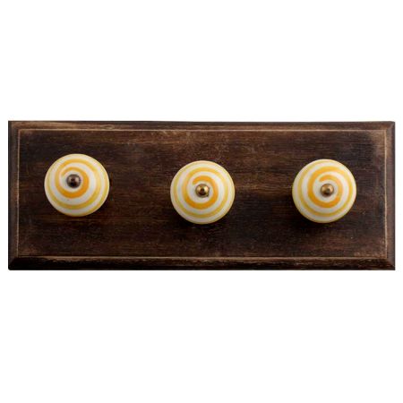 Cream Mustard Strip Wooden Hooks